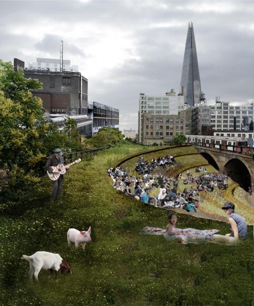 The highline would be a space for people to enjoy art and performance as well as the open petting farm located nearby at the Banking Farm.